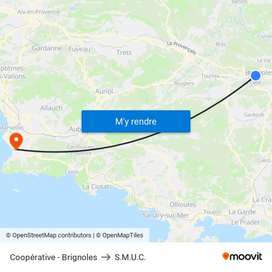 Coopérative - Brignoles to S.M.U.C. map