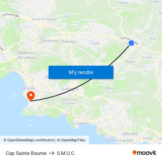 Cap Sainte Baume to S.M.U.C. map