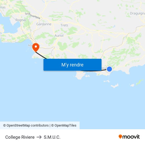 College Riviere to S.M.U.C. map