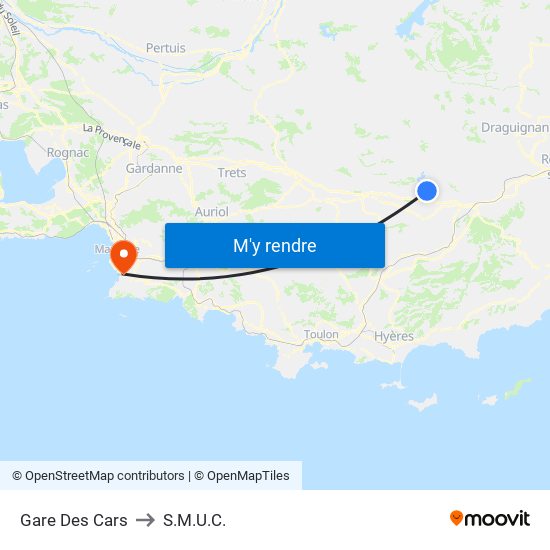 Gare Des Cars to S.M.U.C. map