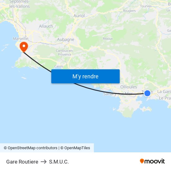 Gare Routiere to S.M.U.C. map