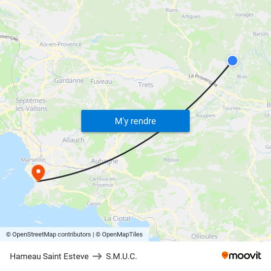Hameau Saint Esteve to S.M.U.C. map