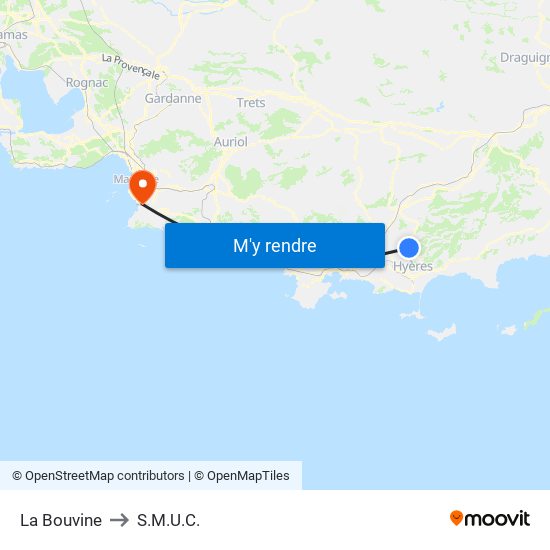 La Bouvine to S.M.U.C. map