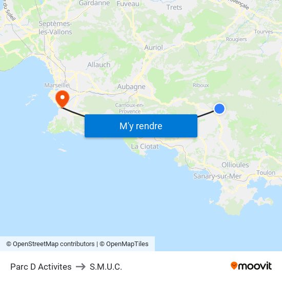 Parc D Activites to S.M.U.C. map