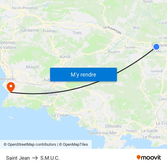 Saint Jean to S.M.U.C. map