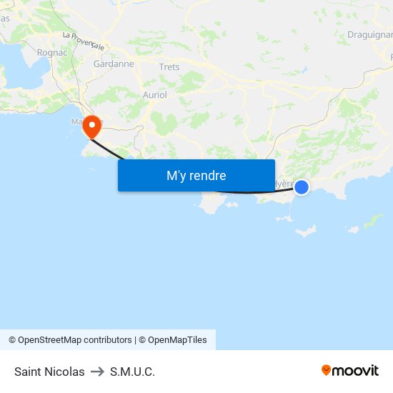 Saint Nicolas to S.M.U.C. map