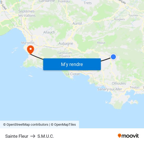 Sainte Fleur to S.M.U.C. map