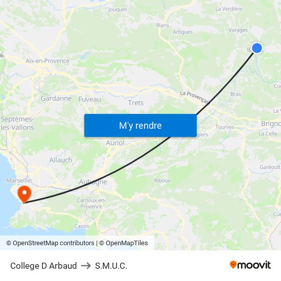 College D Arbaud to S.M.U.C. map