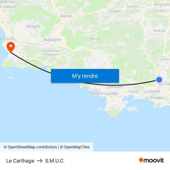 Le Carthage to S.M.U.C. map