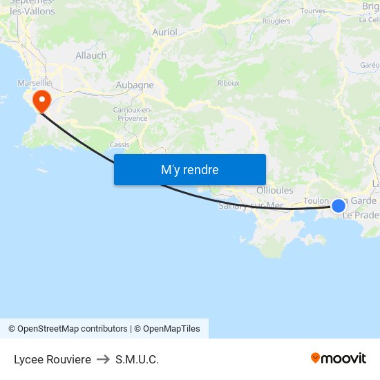 Lycee Rouviere to S.M.U.C. map
