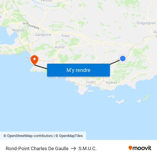 Rond-Point Charles De Gaulle to S.M.U.C. map