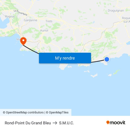 Rond-Point Du Grand Bleu to S.M.U.C. map