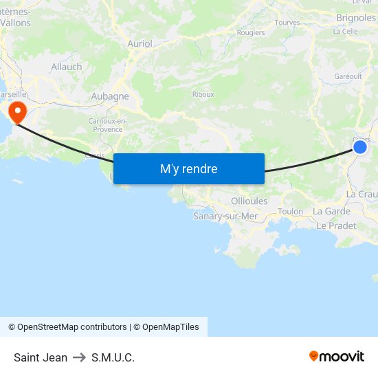 Saint Jean to S.M.U.C. map