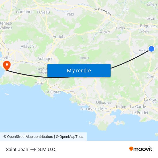 Saint Jean to S.M.U.C. map