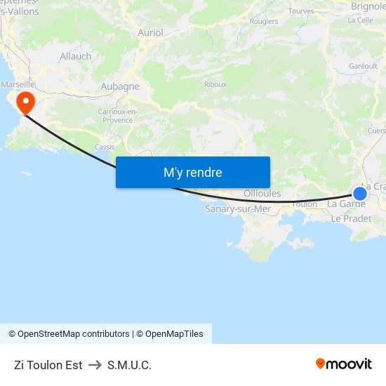 Zi Toulon Est to S.M.U.C. map