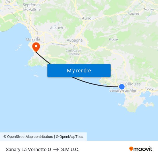 Sanary La Vernette O to S.M.U.C. map