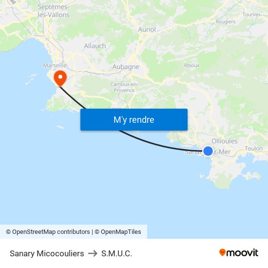 Sanary Micocouliers to S.M.U.C. map