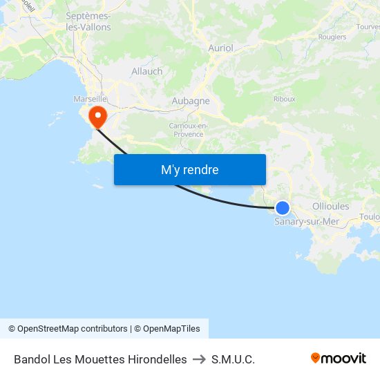 Bandol Les Mouettes Hirondelles to S.M.U.C. map