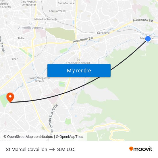 St Marcel Cavaillon to S.M.U.C. map