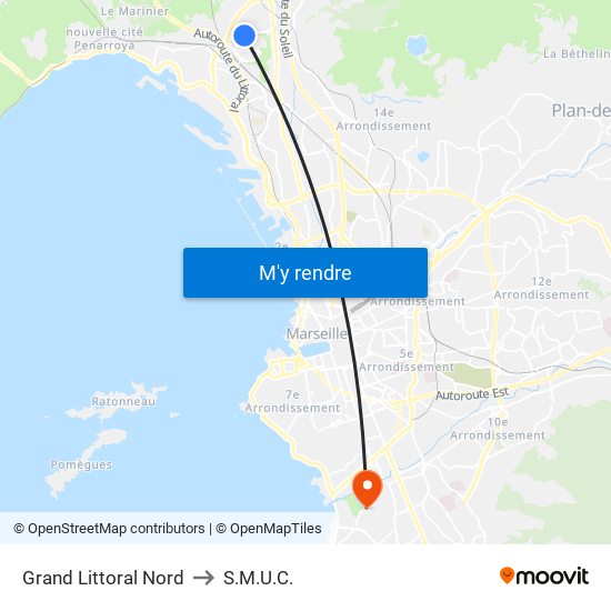 Grand Littoral Nord to S.M.U.C. map