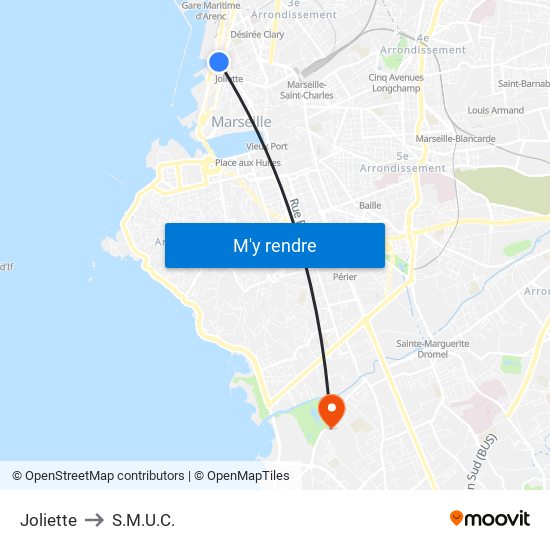 Joliette to S.M.U.C. map