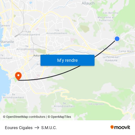 Eoures Cigales to S.M.U.C. map