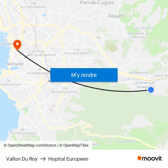 Vallon Du Roy to Hopital Europeen map