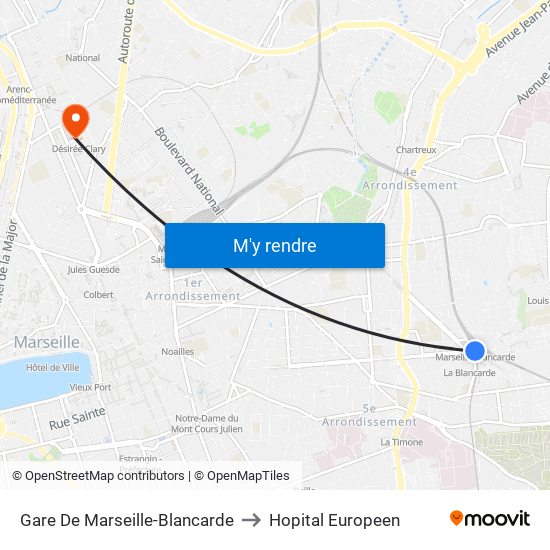 Gare De Marseille-Blancarde to Hopital Europeen map