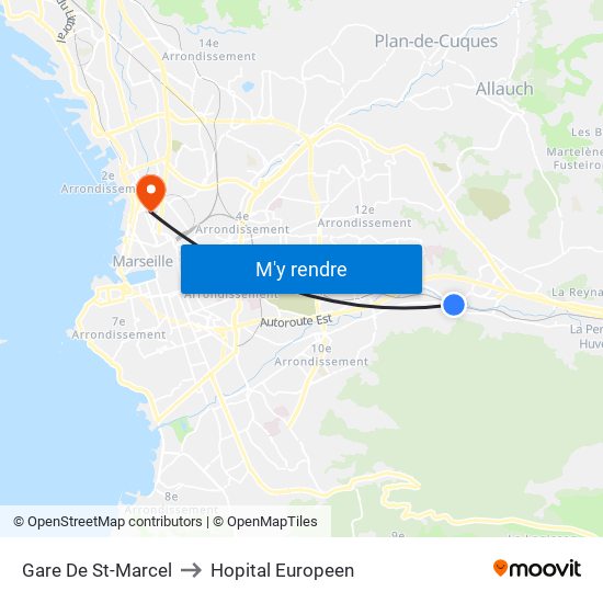 Gare De St-Marcel to Hopital Europeen map