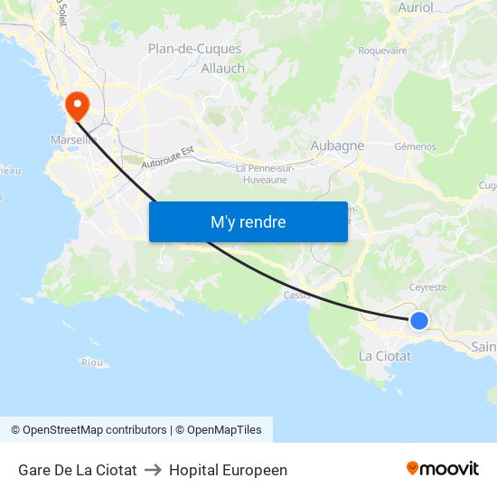Gare De La Ciotat to Hopital Europeen map