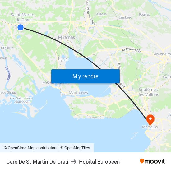 Gare De St-Martin-De-Crau to Hopital Europeen map