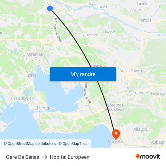 Gare De Sénas to Hopital Europeen map