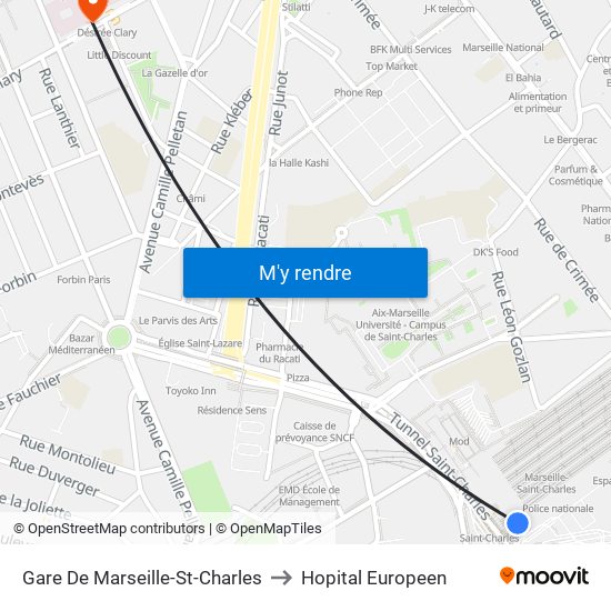 Gare De Marseille-St-Charles to Hopital Europeen map