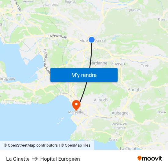 La Ginette to Hopital Europeen map