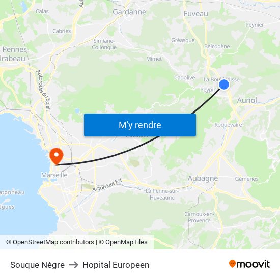 Souque Nègre to Hopital Europeen map