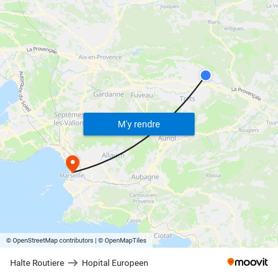 Halte Routiere to Hopital Europeen map