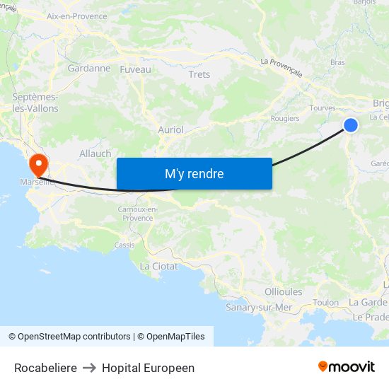 Rocabeliere to Hopital Europeen map
