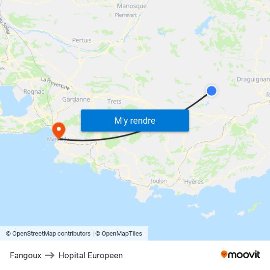 Fangoux to Hopital Europeen map