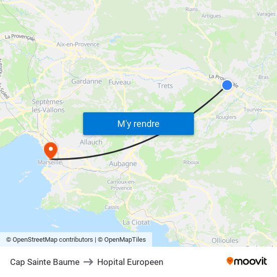 Cap Sainte Baume to Hopital Europeen map