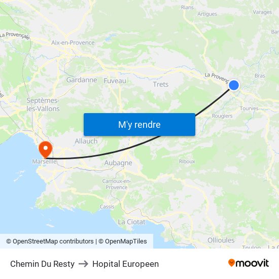 Chemin Du Resty to Hopital Europeen map