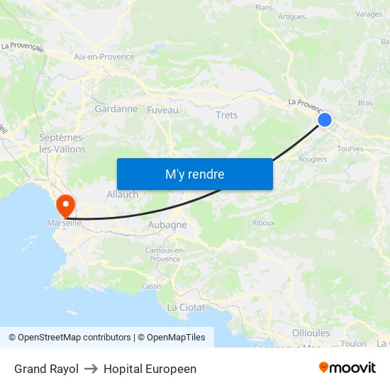 Grand Rayol to Hopital Europeen map