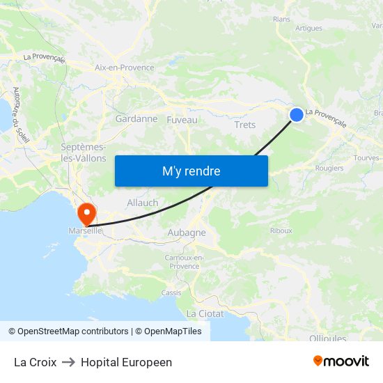 La Croix to Hopital Europeen map