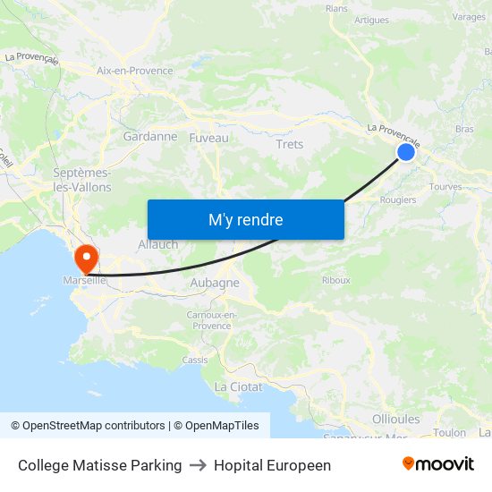 College Matisse Parking to Hopital Europeen map