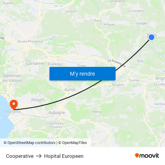 Cooperative to Hopital Europeen map