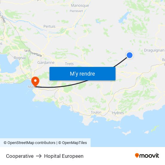 Cooperative to Hopital Europeen map