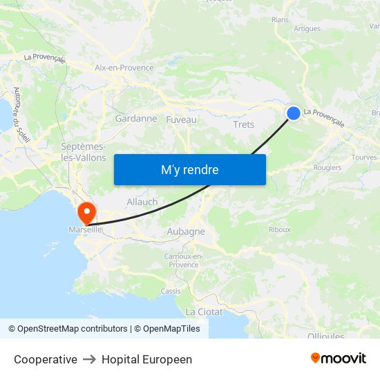 Cooperative to Hopital Europeen map