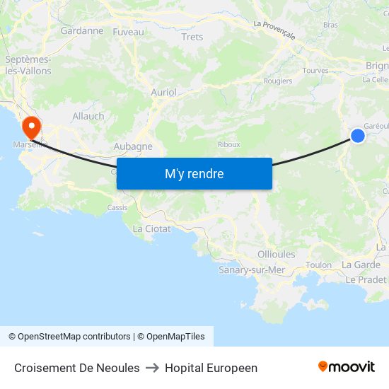 Croisement De Neoules to Hopital Europeen map