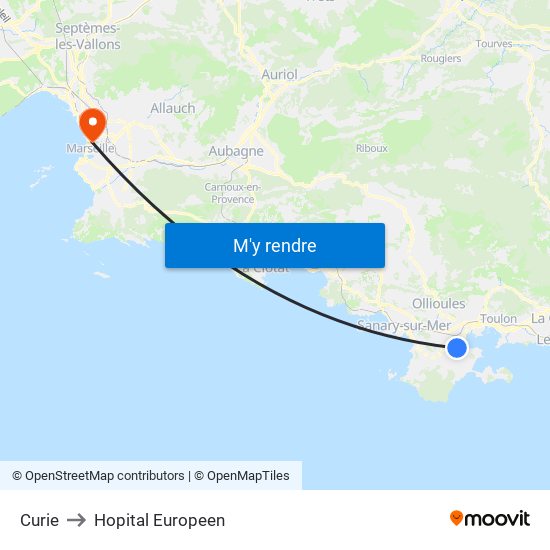 Curie to Hopital Europeen map