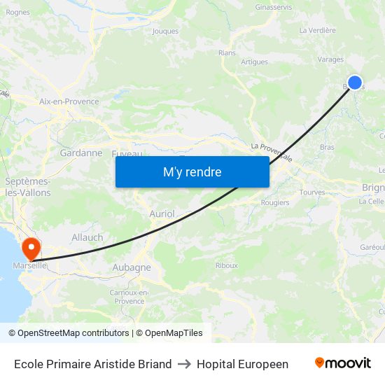 Ecole Primaire Aristide Briand to Hopital Europeen map