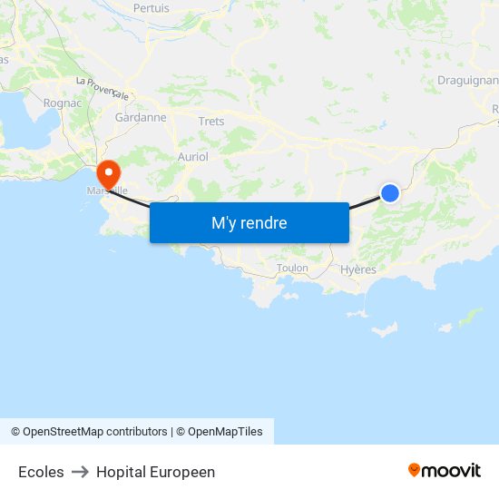 Ecoles to Hopital Europeen map